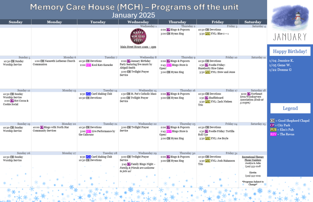 January 2025 MCH off unit